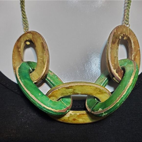 Vintage Green & Brown Necklace - Picture 3 of 5